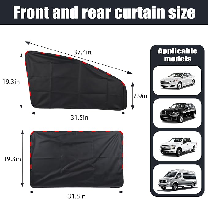ZATOOTO Magnetic Side Window Sun Shade 4 Pack, Privacy & Insulation | 100% Blackout & UV Protection, Heat Insulation, Universal Size, For Baby Camping, Road trips, Napping or Rest - Image 2