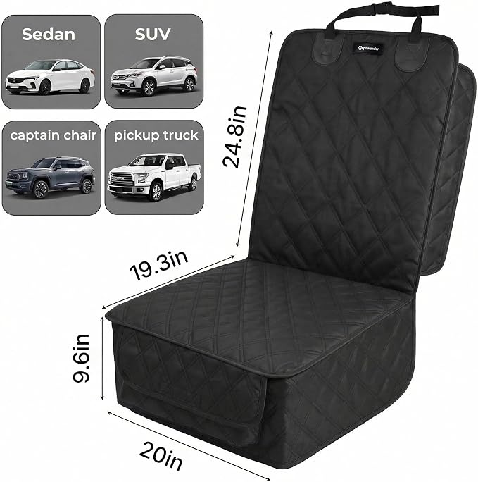 2Pcs Front Seat Dog Cover for Car SUV Truck, with Side Flaps, Black | Odorless Material, TPU Waterproof Layer, for Bucket Seat/Captain Chair, Full Protection - Image 5