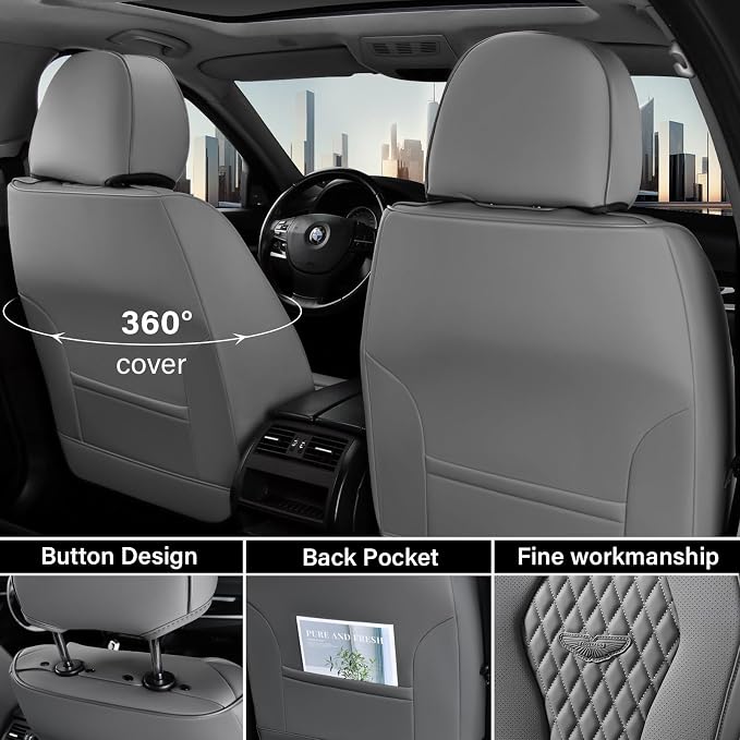 Coverado Automotive Seat Covers, Car Seat Covers 2 Seats, Gray Car Seat Cover, Driver Seat Covers, Front Car Seat Covers Car Seat Protector Universal Fit Most Cars - Image 3