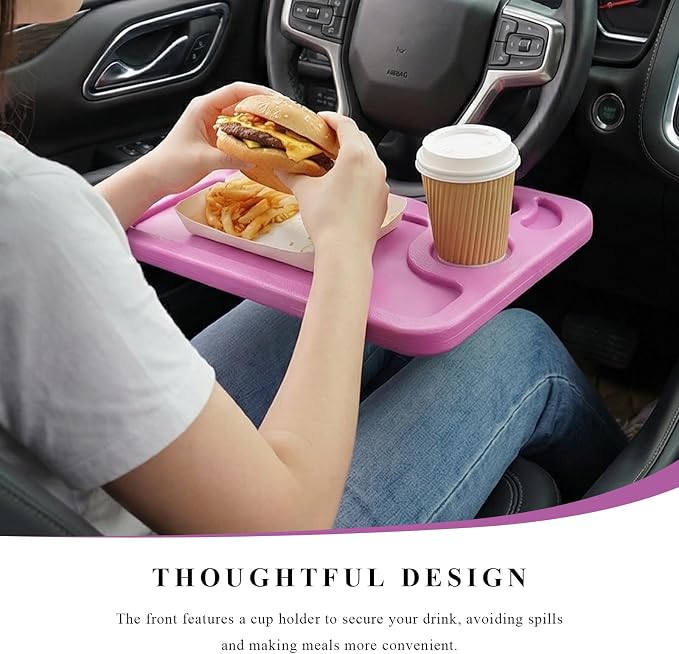 Car Steering Wheel Desk, 2 in 1 Multipurpose Auto Seat Stand Tray for Food Drink Laptop, Portable Double Sided Vehicle Steering Wheel Table for Eating & Work, Car Accessories (Pink) - Image 4
