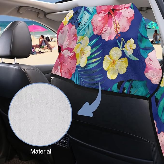 SEANATIVE Pink Hibiscus Car Cushion Towels Auto Seat Protectors - Absorber Towel for Car Wash Car Seat Covers, Post-Workout & Dog Owners (33.1" x 60.67") - Image 6