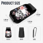 Leather Magnetic Sunglass Holder for Car Sun Visor, Cute Eyeglass Ticket Card Hanger Clip, Universal Auto Interior Accessories for SUV Pickup Truck, Skull Floral - Image 3