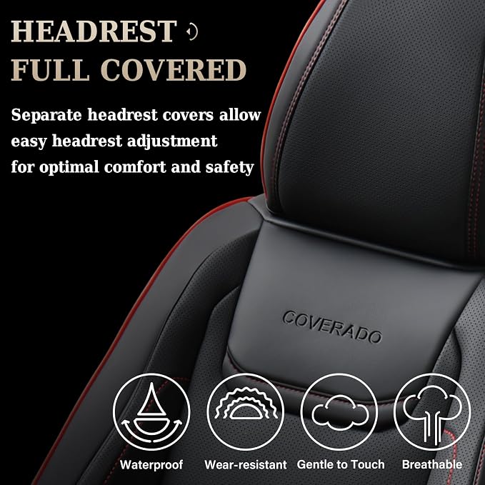 Coverado Car Seat Covers, Front Covers for Cars, Car Seat Cover Front Seats, Car Seat Protector Waterproof, Leather Car Seat Cushion, Universal Interior Covers Seat Protectors for Most Cars - Image 3