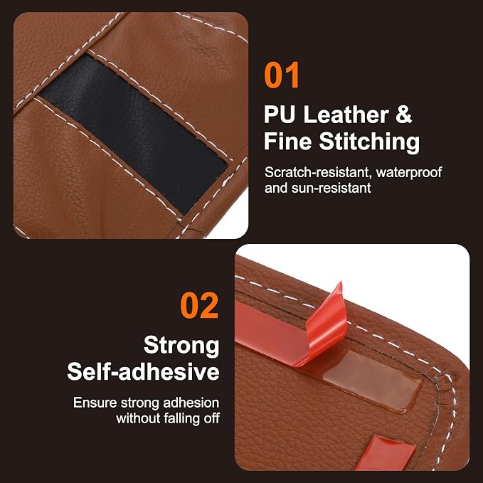 HARFINGTON Car Seat Side Pocket Organizer PU Leather Auto Door Console Storage Bag Car Seat Gap Filler Multifunctional Car Pocket Pouch for Keys Coins Phone Sunglasses, Brown - Image 3