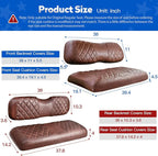 NOKINS Golf Cart Seat Covers 4 Piece Fits Club Car DS 2000.5-Up | Front and Rear Seat Vinyl Covers, Golf Cart Accessories, No Staples(Brown Brown 8438) - Image 5