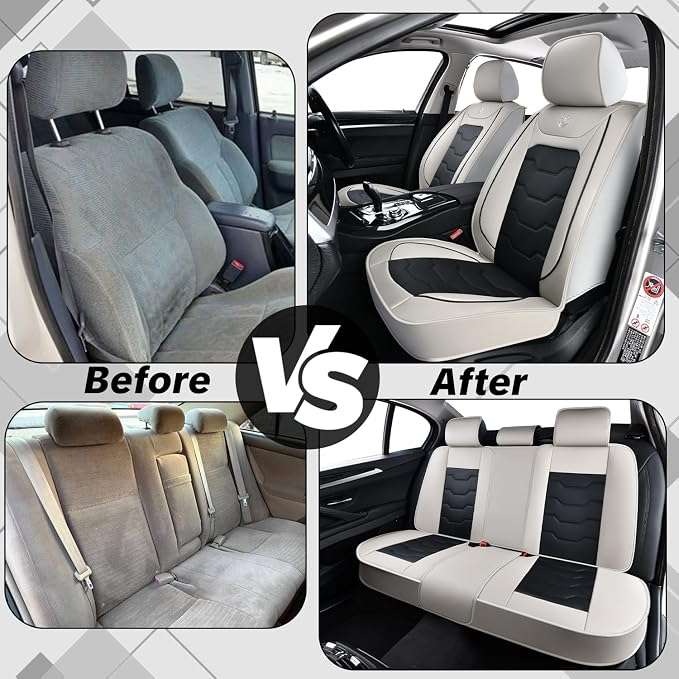 Gray Car Seat Covers Complete Set, Universal Car Seat Covers for Cars, Premium Waterproof Leather, Protect & Upgrade Car Interiors, Airbag Compatible, Easy to Install & Clean Up - Image 8