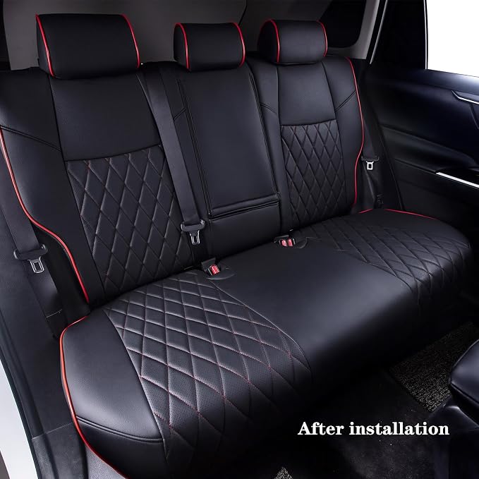 HKZ Custom Fit Corolla Car Seat Cover Full Set for Toyota Corolla Sedan 2020 2021 2022 L LE (Gasoline Models Only) 5-Seats Full Set,Durable Faux Leather (Black+Red) - Image 5