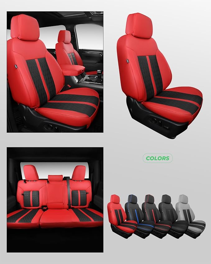 RIDEPOSH Custom Fit Seat Covers for Silverado/Sierra 1500 2019-2026 CrewCab | Fits 2500/3500HD 2020-2026, with Rear Armrest/Seatback Storage, Faux leather, Protective, Scratch-resistant, Easy-clean - Image 9