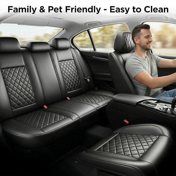for Subaru Impreza 2012-2025 2026 Car Seat Covers, Full Set, Black | Luxury Full Coverage Leather Seat Protectors, Waterproof Breathable, Non-Slip, Easy to Install, Airbag Compatible, All-Season - Image 2