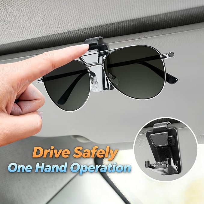 Dsycar 2 Pack Car Sunglasses Holder, Metal Car Visor Sunglasses Clip | One-Handed-Operation Easy Access Storage for Driving,Car Sun Visor Sunglasses Clip Anti-Scratch Car Sun Visor Accessories - Image 5