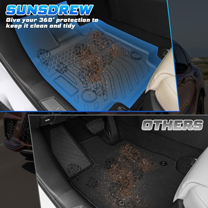 Sunsdrew Floor Mats for 2023-2026 Mercedes Benz GLC 300 / GLC 43 AMG | Front Rear Car Mats Accessories, All Weather Protection, TPE Rubber, Raised Edge - Image 6