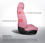 Front Seat Covers,2PCS Seat Covers Full Coverage Leather Seat Cover | Seat Covers Pink,Leather Car Seat Covers,2PCS Front Car Seat Protector For SUV Sedan Truck For Families,Pets,Commuter - Image 2