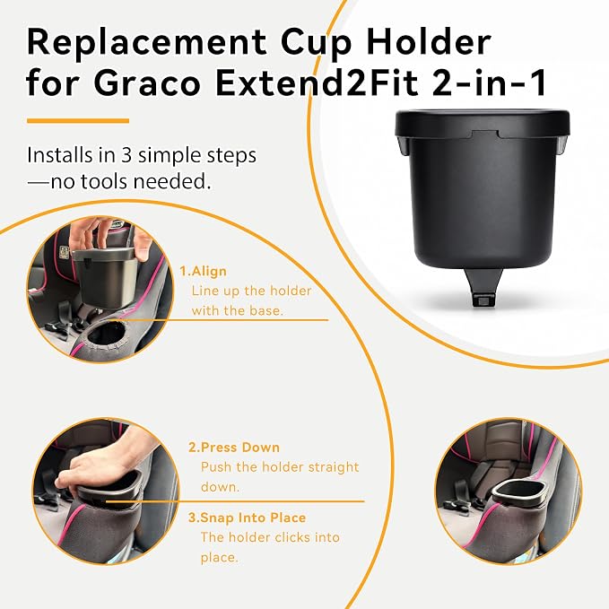 2-Pack Replacement Cup Holder Set for Graco Extend2Fit 2-in-1 Car Seat, Injection-Molded Car Seat Replacement Parts - Image 5