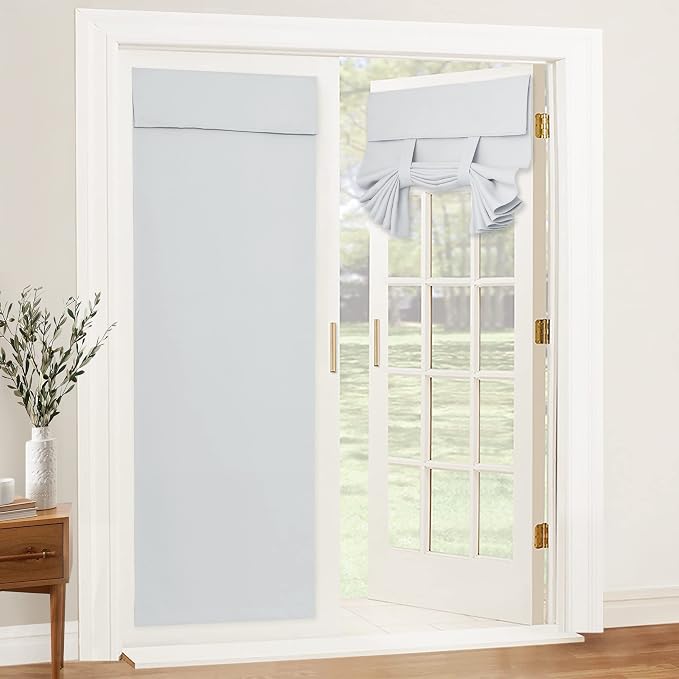 RYB HOME Blackout Door Curtains 80 inch Length, French Door Shades | Thermal Insulated, Self Adhesive, Privacy, For Patio Kitchen Front Entry Front Back Door Glass Window, W26 x L80, 1 Panel by RYBHOME