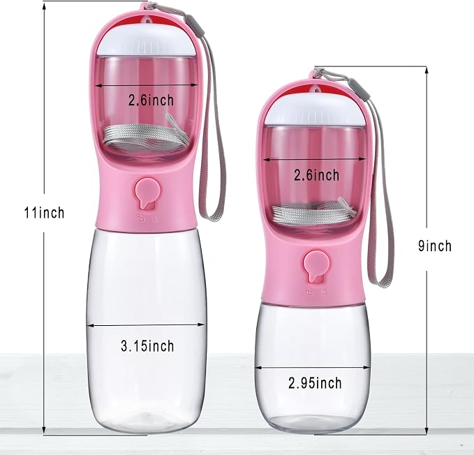 Cibaabo Dog Water Bottle Portable with Food Container & Filter for Travel | Feeding & Hydration | Travel Puppy Water Bowl | Portable Pet Dispenser | Girl Dog Accessories | for Hiking Camping Beach - Image 3