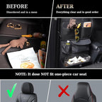 Coverado Backseat Car Organizer, Nappa Leather Car Seat Organizer with Touch Screen Tablet Holder, Foldable Food Tray, Kick Mats Protector, Multi Car Storage Accessories, Garbage Bag Holder-1 Pack - Image 7