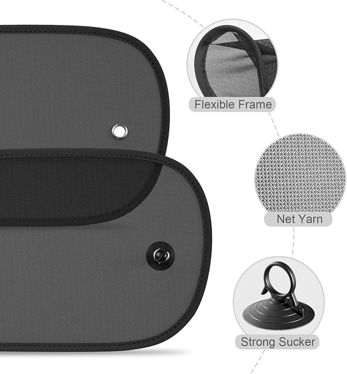 DIZA100 Car Sun Shade, 2 Pack Window Shade for Baby Universal Cling Sunshade for Side Window Sun Glare and UV Protection for Kids/Adults/Pets - 20''x12'' Fits 98% Cars(Suction Cup Stick) - Image 7