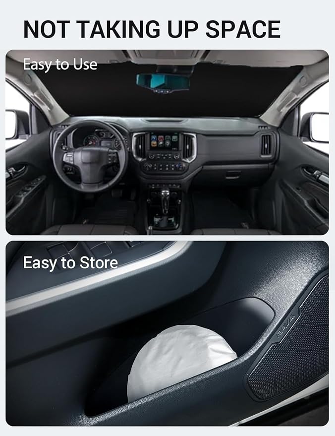 Proadsy Custom Fit Car Windshield Sun Shade for 2021-2026 Chevy Trailblazer | 240T Heat Shield, Drops Temp 54°F, Blocks 99% UV, Prevents Dashboard Cracking, Summer Parking & Beach Trips, Easy Twist-Fold - Image 9