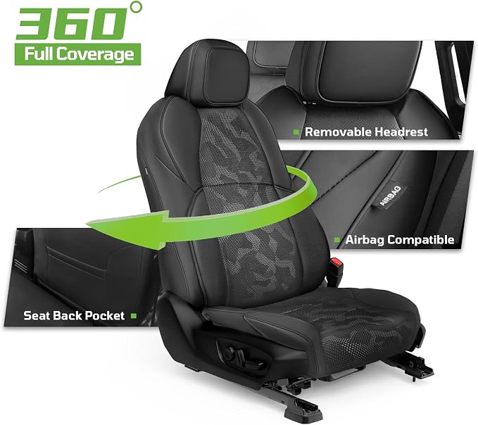 Car Seat Covers Fit for Toyota Tacoma 2024-2026 Double/Crew Cab,Black | Custom Faux Leather Full Set,Waterproof & Wear-Resistant Seat Cover,Fits Tacoma 4th Gen SR,SR5,TRD Sport,TRD Off-Road,Limited - Image 5
