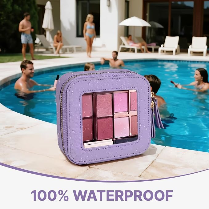 Small Clear Makeup Bag Travel Cosmetic Case, Portable Make Up Organizer Traveling Compact Car Bag for Essentials Transparent Toiletry Bag with Zipper - Image 4