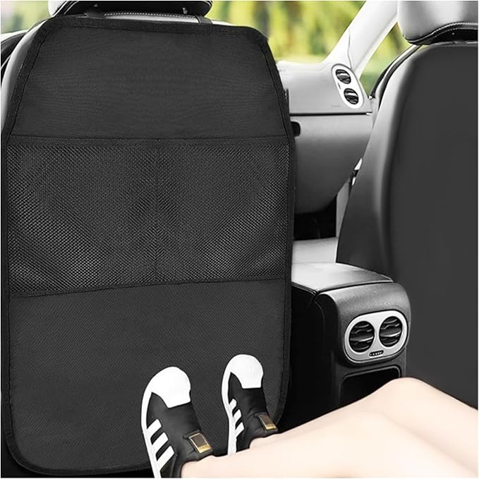 Kick Mat Back Seat Protector, Waterproof Car Backseat Protective Kick Mat with 2 Mesh Pockets, Large Vehicle Seat Back Kick Mat Organizer for Kids, Car Accessories by Unknown