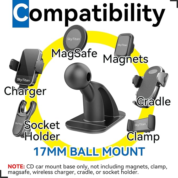 4 Pack Sticky 17mm Ball Mount for Car Mount Adhesive Replacement Magnetic Phone Holder MagSafe Mounting Base Dashboard Sticker 3M VHB Tape - Image 2