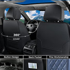 Coverado Seat Covers, Car Seat Cover Front Seats, Luxury Faux Leather Seat Cover, Black and Blue Seat Cover, Car Seats Protectors Waterproof, Automotive Seat Covers Universal Fit for Most Cars - Image 2