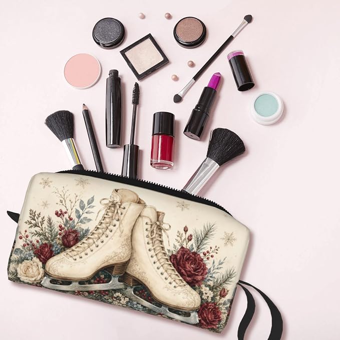 Ice Skate Small Makeup Bag, 600D Oxford Cosmetic Pouch for Women | Ice Skate Cosmetic Bag, Double-Sided Printed Toiletry Pouch with Foam Padding for Women, Travel, Gym, Weekend and Daily Use - Image 6