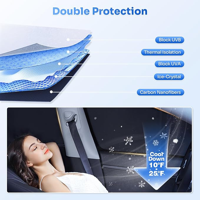Canvcle Window Shades for 2013-2018 Toyota RAV4 Accessories Windshield Sun Shade Side Rear Window Cover Sunshade Sun Visor Shield Privacy Protection for Camping Keep Vehicle Cool Black 8PCS - Image 4