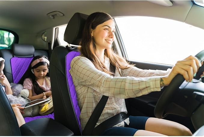 FH Group Car Seat Cushion – Neosupreme Single Front Seat Cover with Front Pockets, Airbag Compatible, Universal Fit Car Seat Cushion for Driver or Passenger Seat, SUV, Truck, Sedan & Van – Purple - Image 3
