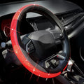 ChuLian New Diamond Leather Steering Wheel Cover with Bling Crystal | Universal Fit 15 Inch Car Wheel Protector for Women Girls with Bling Rhinestones Red Diamond by ChuLian