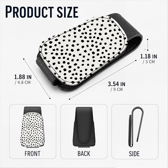 Leather Magnetic Sunglass Holder for Car Sun Visor, Cute Eyeglass Ticket Card Hanger Clip, Universal Auto Interior Accessories for SUV Pickup Truck, Black Polka - Image 3