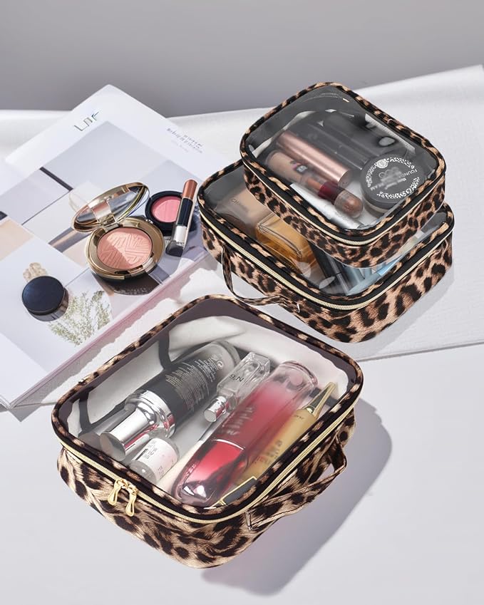 3 Pack Clear Toiletry Bag for Women, TSA Approved Organizer for Travel Size Toiletries Carry on Travel Accessories Bag Airport Airline Compliant Bag Makeup Bag Zipper Pouch Set - Image 2