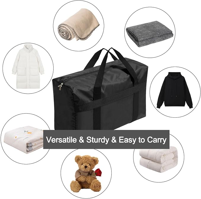 Extra Large Moving Bags with Strong Zippers and Carrying Handles | Storage Bags Organizer Duffle Bag Packing Bags for Moving, Storage, Travel and Camping, Totes for Space Saving, 1 Pack - Image 7