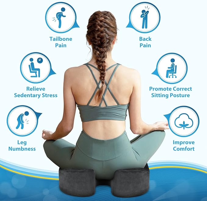 BlissTrends Thick Seat Cushion for Office Chair & Car Seat, XL, Grey | Memory Foam with Removable Cover, Ergonomic Tailbone & Sciatica Support for Pressure Relief and Long Sitting, 3.9" Thick - Image 7