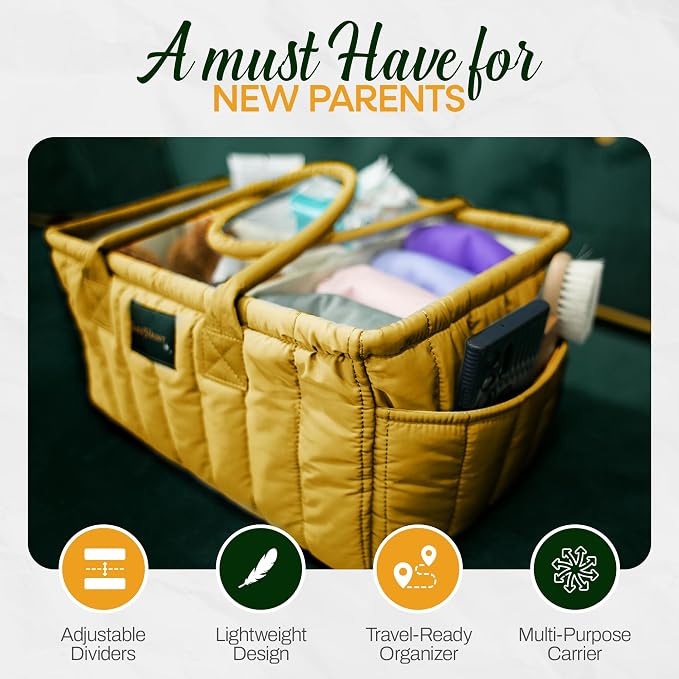 Baby Diaper Caddy Basket Organizer-Sturdy, Breathable & Washable - Stylish Storage, Portable, Car Caddy Organizer, Nursery, Baby Gift Registry Newborn Essentials (Yellow) - Image 3