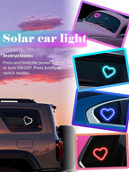 Car LED Ambient Light - Solar-Powered Heart-Shaped LED Neon Light, Wiring Free, Switchable Modes, Romantic Mood Decoration, Interior Atmosphere Lamps for Car (MHD - Pink+Ice Blue) - Image 7