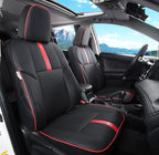 Custom Fit Car Seat Cover for Toyota RAV4 2013 2014 2015 2016 2017 2018 Waterproof Faux Leather (Black with Red Trim, LU2013-2018 RAV4) by LuluDa