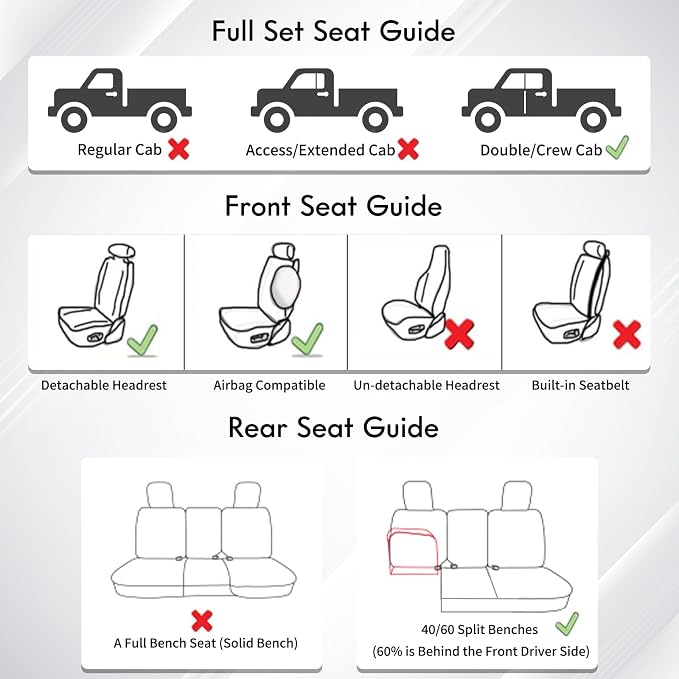 Huidasource Tacoma Truck Seat Covers Custom Fit for Toyota Tacoma 4th Gen(2024-2026) Double&Crew Cab SR SR5 Limited TRD Sport/Off Road Trailhunter, Front & Rear Car Seat Cover(Full Set/Black&Red) - Image 8
