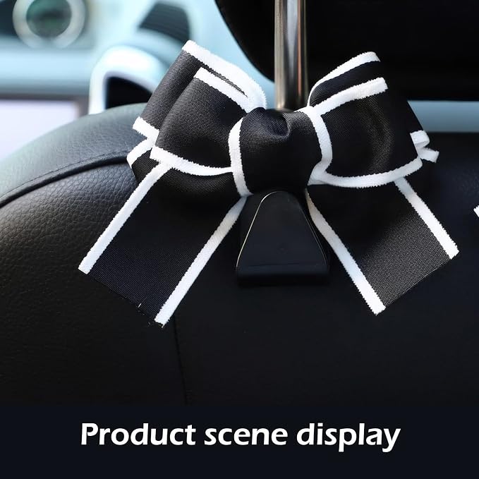 2 PCS Car Seat Headrest Hooks, Car Purse Hook, Cute Bow Cars Rear Seat Storage Hook for Bags, Purses, Umbrellass (Black) - Image 6