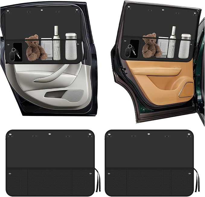 2PCS Car Window Shades for Side Window,Blackout Car Windows Shade for Baby with Storage Net Pockets,Portable Car Sun Shade Side Windows with Pouch & 7 Suction Cups by Unknown