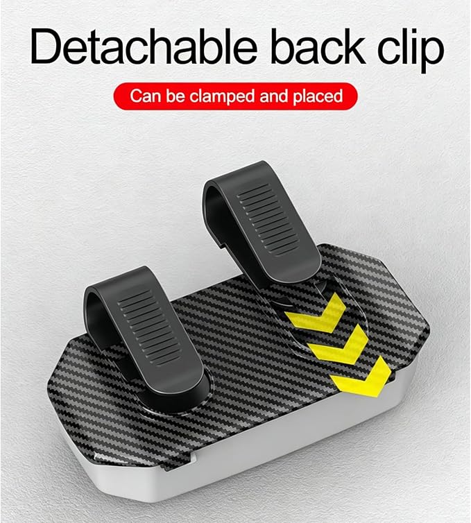 Sunglasses Holder for Car Visor, One-Handed Press to Open Car Glasses Case, Carbon Fiber Texture Visor Accessories Stability for Truck SUV Sedan, Anti-Scratch Velvet Interior (Grey White) - Image 3