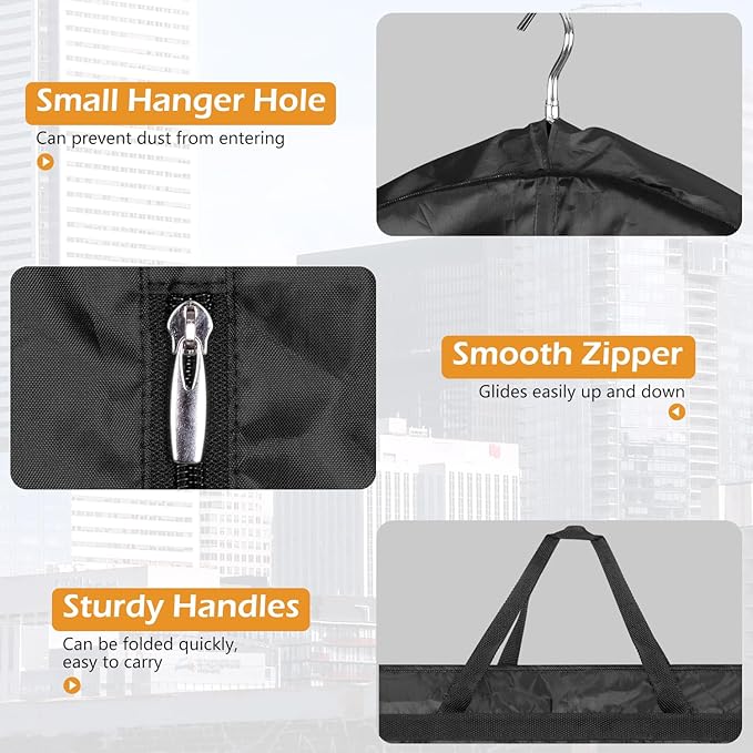 MISSLO 65" Long Garment Bags for Travel Dress Bags for Hanging Clothes Waterproof Wedding Dress Cover Traveling Clothing Protectors for Closet Storage 3-Pack for Gowns, Tuxedos, Coats, Black - Image 8