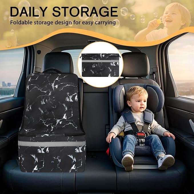 LARIPOP Car Seat Travel Bag for Airplane, Universal Gate Check Car Seat Bag, Padded Backpack with Waist Belt, Reflective Strips & Protective Feet, Fits Infant Convertible Booster Seats, Black - Image 7