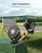 Koonie 8" Clip on Fan, 10000mAh Rechargeable Battery, Strong Airflow | 4 Speeds, Sturdy Clamp, Ideal Portable USB Desk Fan for Office, Golf Cart, Camping, Travel, Tent, Outdoor, Treadmill & Gym - Image 3