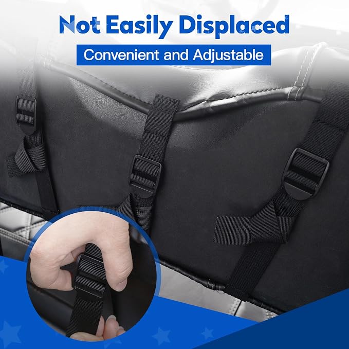 NOKINS Golf Cart Seat Covers 4 Piece Fits Yamaha Drive G29 /Drive2 | Front and Rear Seat Vinyl Covers, Golf Cart Accessories, No Staples(Black&Black Stitch) - Image 6