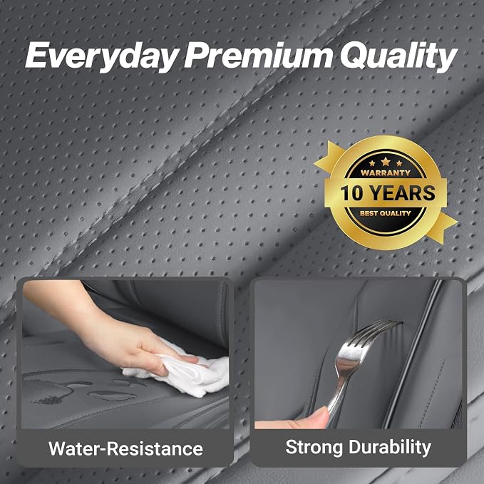Coverland Premium Car Seat Covers Front Seats Waterproof Interior Protector | Airbag Compatible Non-Slip Seat Cover for 2014-2022 Acura RLX [Dark Gray - Size Chart A18] - Image 8