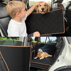 Convertible Dog Car Seat Cover for Back Seat Hard Bottom 400lb Waterproof | Full & Half Seat Dog Hammock,Built-in Seat Anchor Mesh Window,Heavy-duty Hard Bottom 400lb Capacity,Suitable for Most Car SUV by Unknown