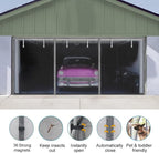 Garage Door Screen for 2 Car Garage, Sunmoxia 16x7Ft Magnetic Heavy Duty Garage Door Curtain with 6 Strapping Tapes - Durable Breathable Anti-Tear Mesh Patio Porch Privacy Curtain (Silver) - Image 2