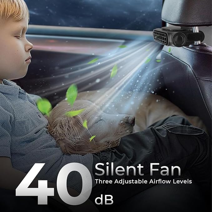 2 Pack Car Seat Fan for Backseat for Kids, Mini Portable Battery Operated Back Seat Baby Quiet Headrest Neck Cooling Fan with 3 Adjustable Wind Speeds All Cars Vehicle RV Truck - Image 7
